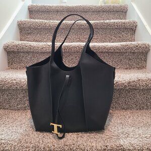Everyday Soft Leather Tote/leather tote bag/black  tote bag